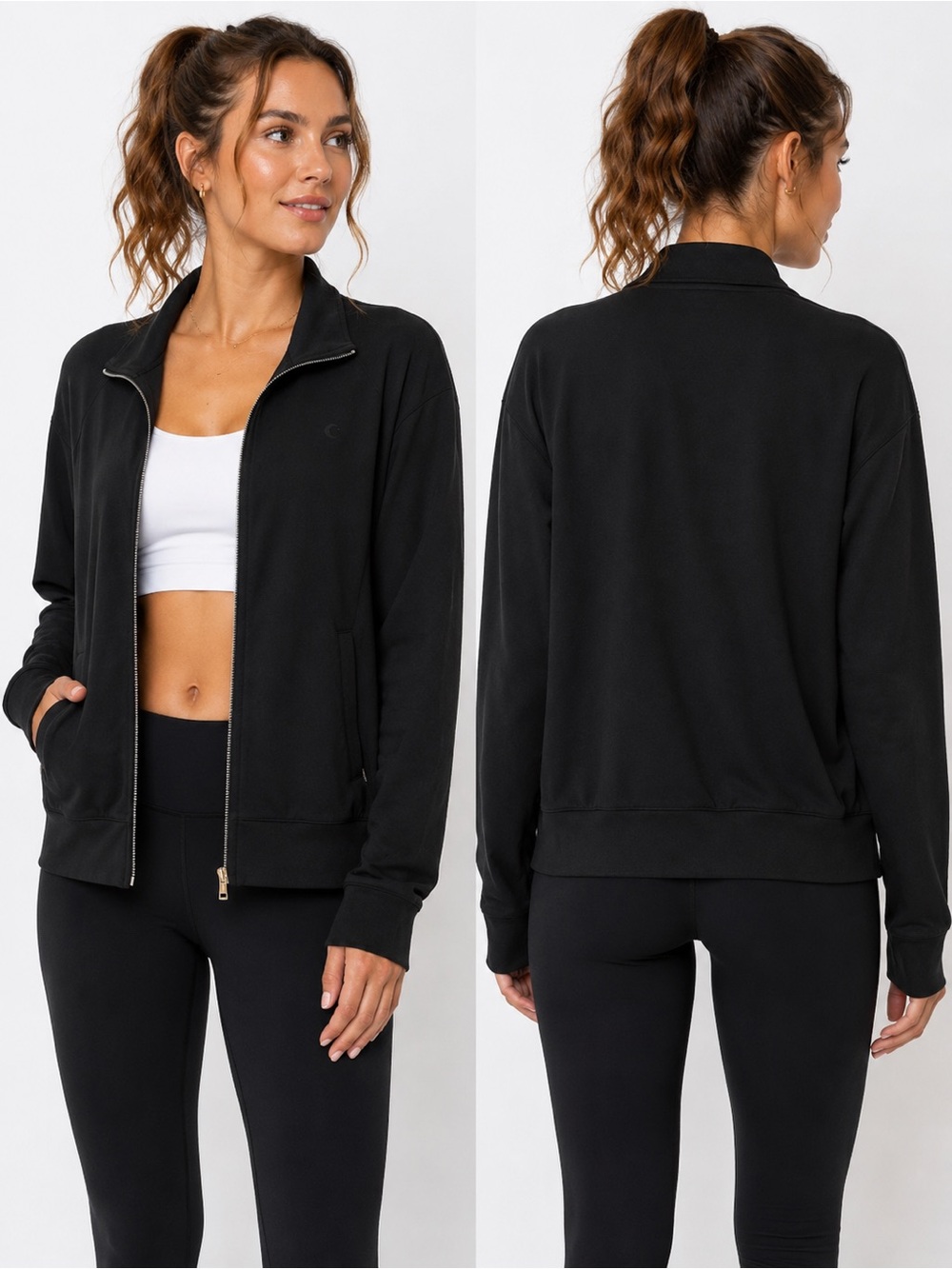 Zyia Active Black Full Zip Performance Jacket NWT Women’s Size Large